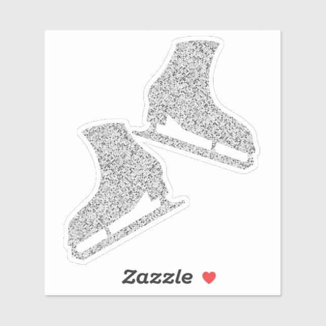 Sticker patins à glace paire figure argent parties (Feuille)