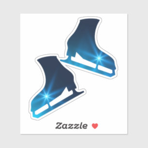 Sticker patins à glace paire figure étoile bleue