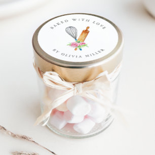 Sticker Pâtissier Fleur Rose Élégant