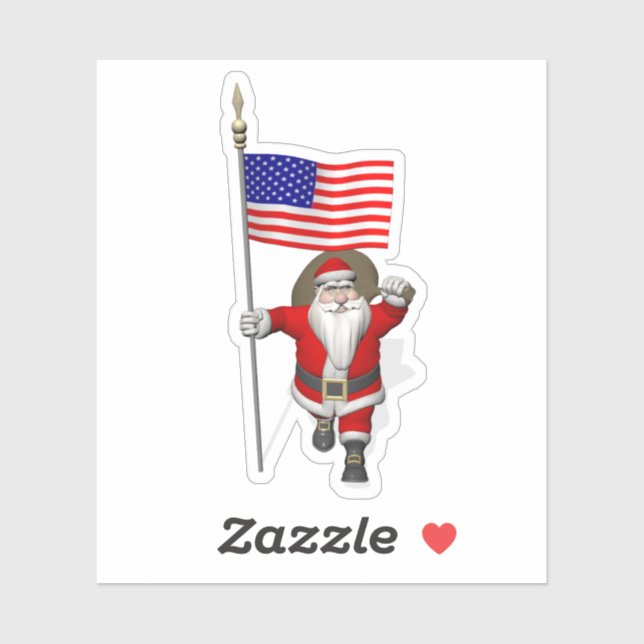 Sticker Patriote américain du Père Noël (Feuille)
