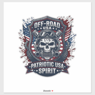 Sticker Patriotique 1776 Hors Route Crâne Monster Truck Lo