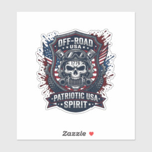 Sticker Patriotique 1776 Hors Route Crâne Monster Truck Lo