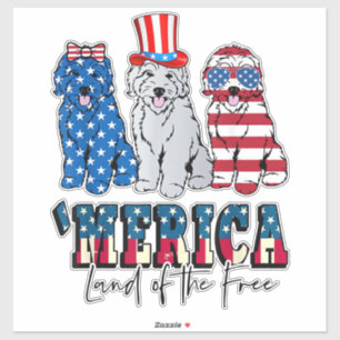 Sticker Patriotique Goldendoodle Chien 4 juillet Amérique