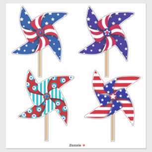 Sticker Patriotique Pinwheel Juillet 4 14 x 14 Feuille