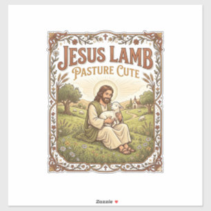 Sticker Pâturage de Jésus agneau Mignon Pâturage de Jésus