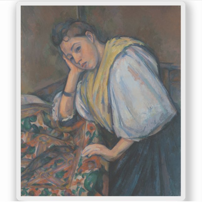 Sticker Paul Cézanne - Une jeune femme italienne à table (Devant)