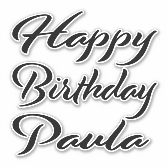 Sticker Paula Nom Prénom Anniversaire de la Broderie noire (Devant)