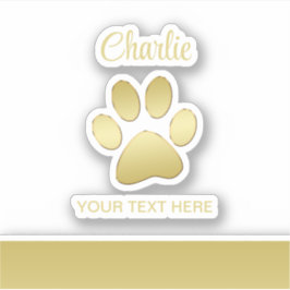 Sticker Paw chien brillant or sur arrière - plan noir