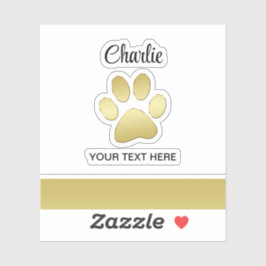 Sticker Paw chien brillant or sur arrière - plan noir