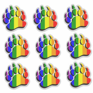 Sticker Paw d'ours cool arc-en-ciel
