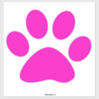Sticker Paw Prints Pattern Hot Pink Custom Cute 