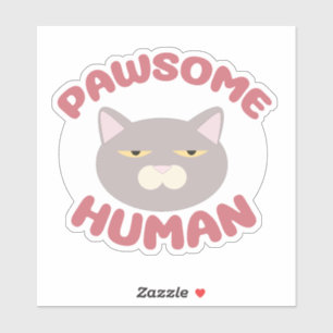 Sticker Pawsome Human Funny Chat Tête de dessin