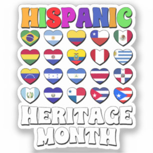 Sticker Pays Latino Drapeaux Coeur, Bonne Fête