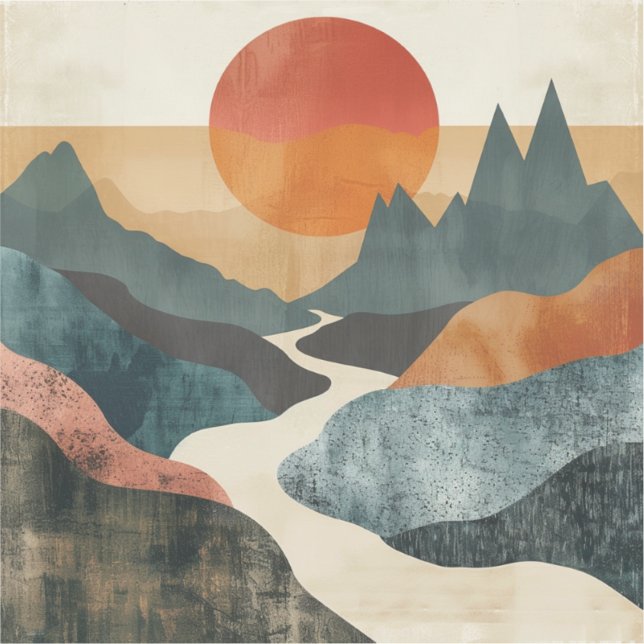 Sticker Paysage Abstrait de Boho (5) (Recto)