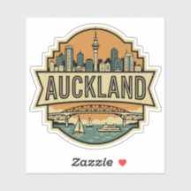 Paysage d'Auckland Nouvelle-Zélande Badge de Voyag