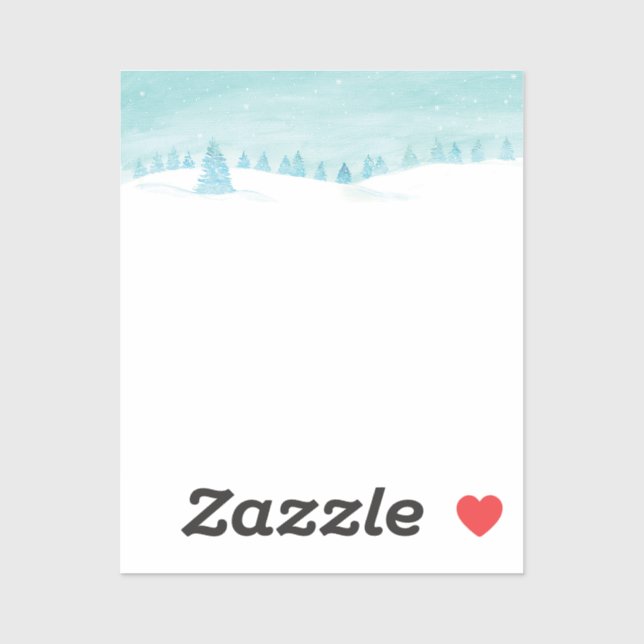 Sticker Paysage De Forêt D'Hiver Neige Avec Des Épinettes (Feuille)