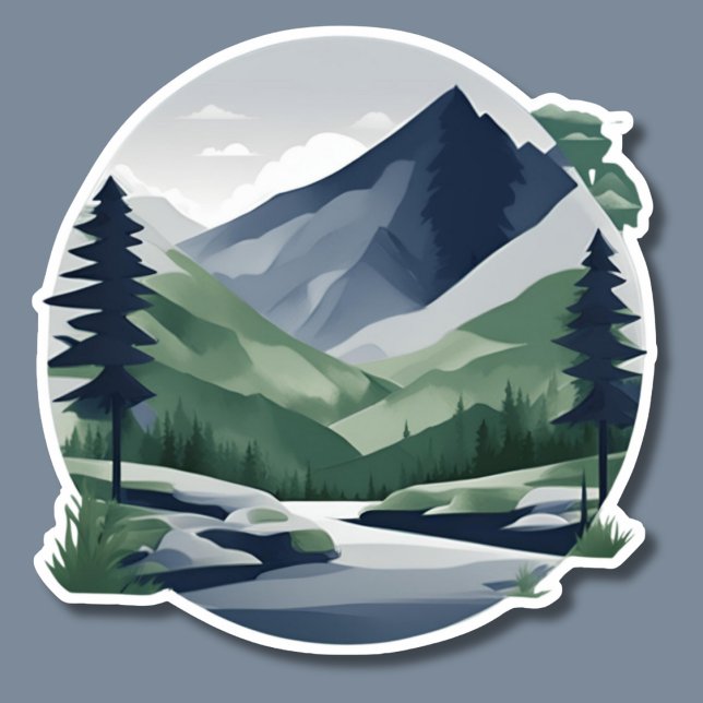 Sticker Paysage de montagne Serene imperméable (Créateur téléchargé)