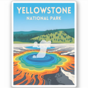 Sticker Paysage du parc national Vintage voyage Yellowston