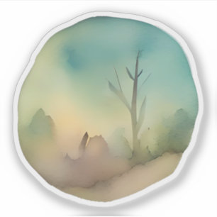 Sticker Paysage embrumé à l'aube