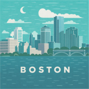 Sticker Paysage nocturne de la ville du Massachusetts Vi
