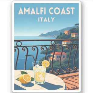 Sticker Paysage rétro Vintage voyage Côte Amalfi Italie