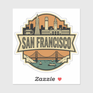 Sticker Paysage urbain de San Francisco Badge de voyage ré
