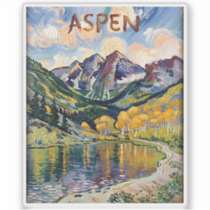 Sticker Paysage vintage d'Aspen Colorado Maroon Bells