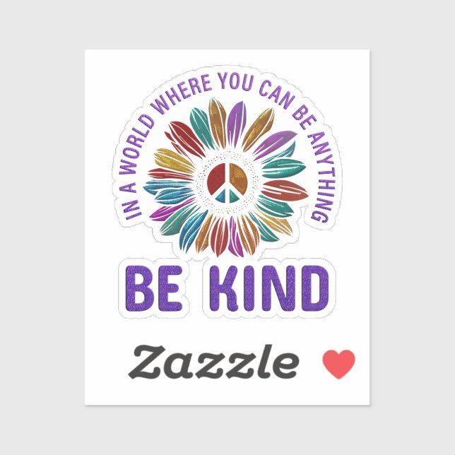 Sticker Peace and Love Hippie Boho Be Kind  (Feuille)