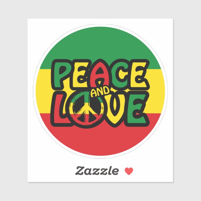 Sticker PEACE and LOVE, reggae style (Feuille)