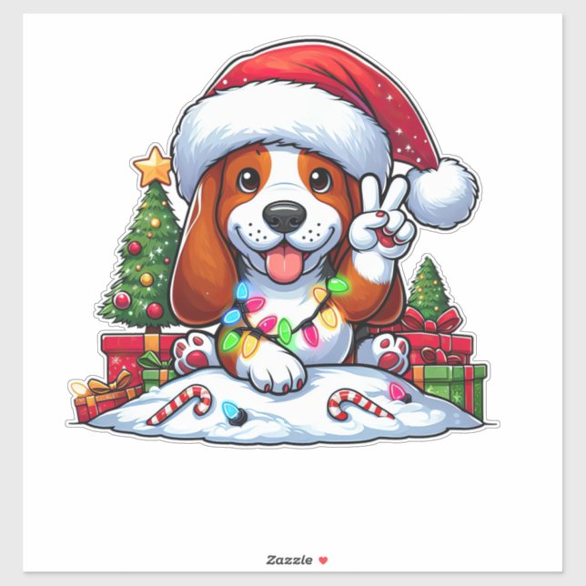 Sticker Peace Hound Hound Feux de Noël Chien Femmes (Feuille)