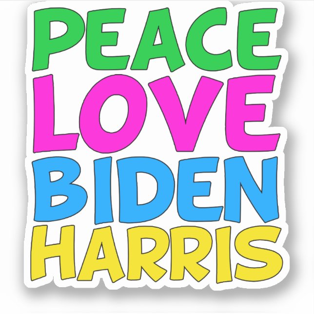Sticker Peace Love Biden Harris (Devant)