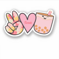 Peace Love Boba Bubble Tea Cute Nom personnalisé