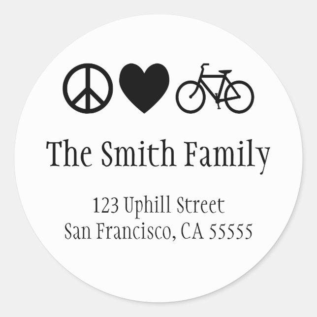 Sticker Peace Love et Bicycles (Devant)