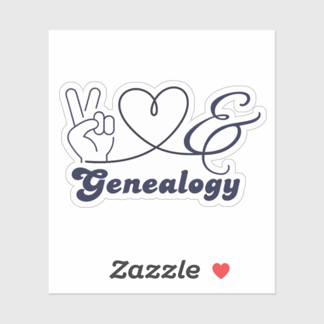 Sticker Peace, Love & Genealogy (Feuille)