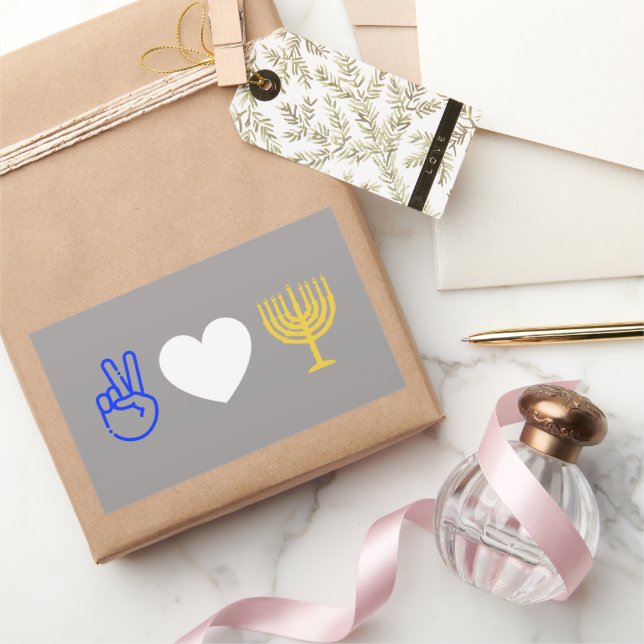 Sticker Peace Love & Hanoukka (Cadeaux)