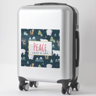 Sticker Peace Love & Joy Cute Christmas Animaux Motif