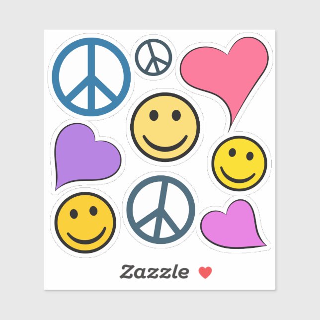 Sticker Peace Love Laute mignonne (Feuille)
