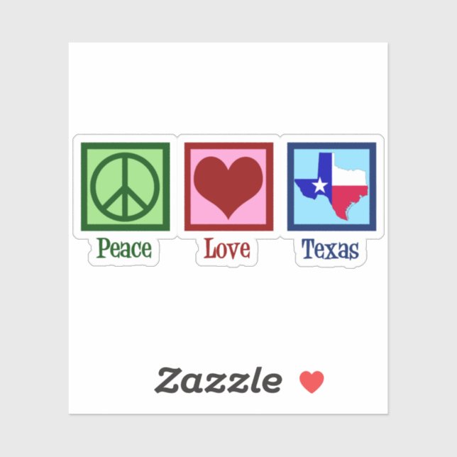 Sticker Peace Love Texas Fier Texan (Feuille)