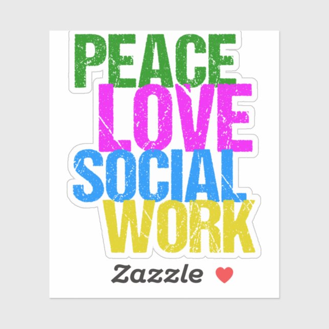 Sticker Peace Love Travail social (Feuille)