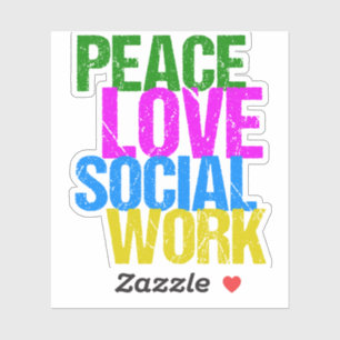 Sticker Peace Love Travail social