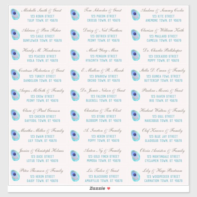 Sticker Peacock Feather Moderne Mariage Guest Adresse Stic (Feuille)
