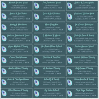 Sticker Peacock Feather Turquoise Moderne Mariage Adresse
