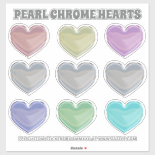 Sticker Pearl Chrome Coeurs