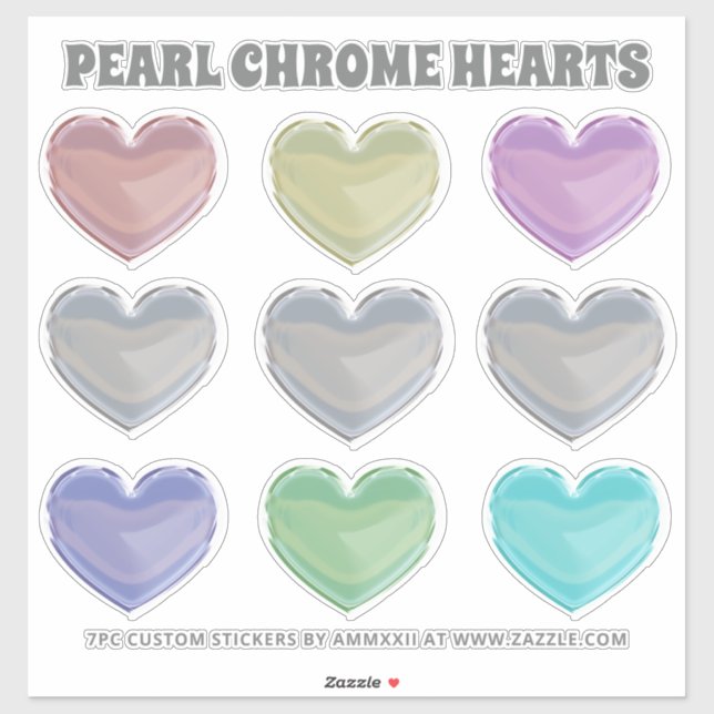 Sticker Pearl Chrome Coeurs (Feuille)