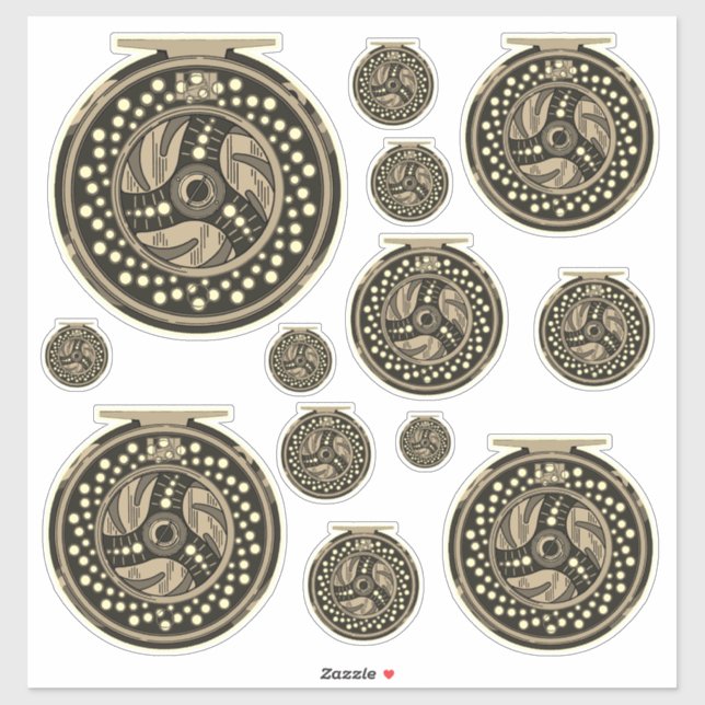 Sticker Pêche à la mouche Reel Art pêcheur pêcheur (Feuille)