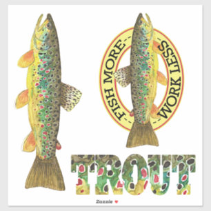 Sticker Pêche Brown à la truite pêcheur à la ligne