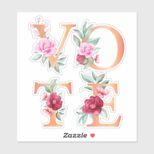 Sticker Pêcher Floral Élégante Feminine Go Vote (Feuille)
