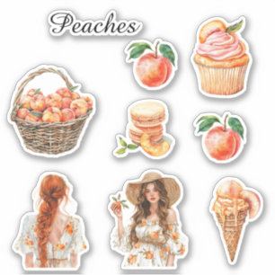 Sticker Pêches dans un panier