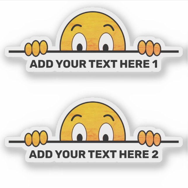 Sticker Peeer Cartoon Face Texte Personnalisé Contour Coup (Devant)