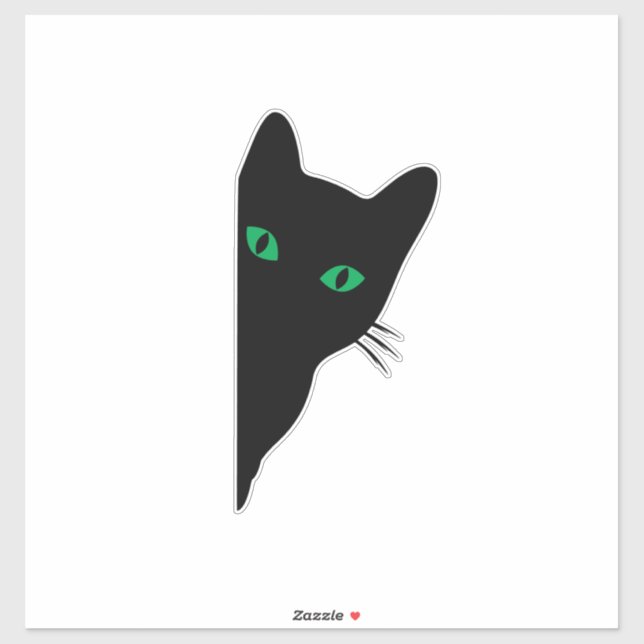 Sticker Peeking-Cat-Silhouette-Décal-Carnet-Ordinateur Por (Feuille)